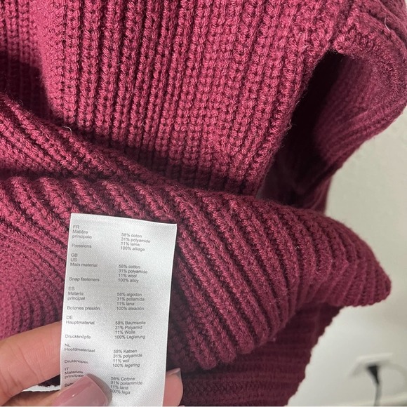 Maje Marianou Bordeaux Maroon Burgundy Gold Button Pullover Sweater Womens M - Picture 6 of 6